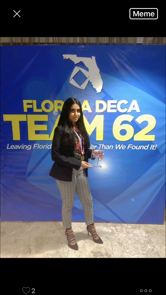 DinicolaTed's tweet photo. Ms Samya Zia came in sixth place in  Career Development at our DECA States competition. She will be attending the international conference in Nashville, Tennessee to compete. Congratulations Samya https://t.co/8o4Qinj2R3