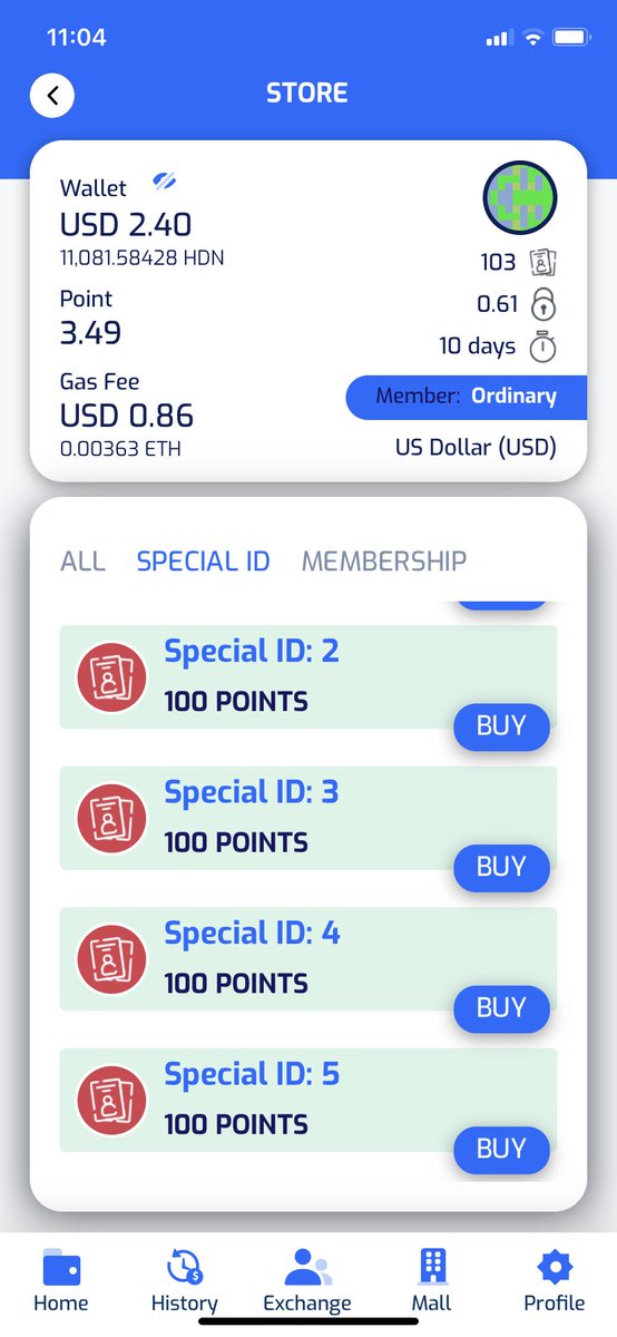 A golden number User ID that binds to your HDN wallet address. At super low price using rewards. Download ‘haladinar.io’ mobile app from AppStore and Playstore. Unbelievable!!
