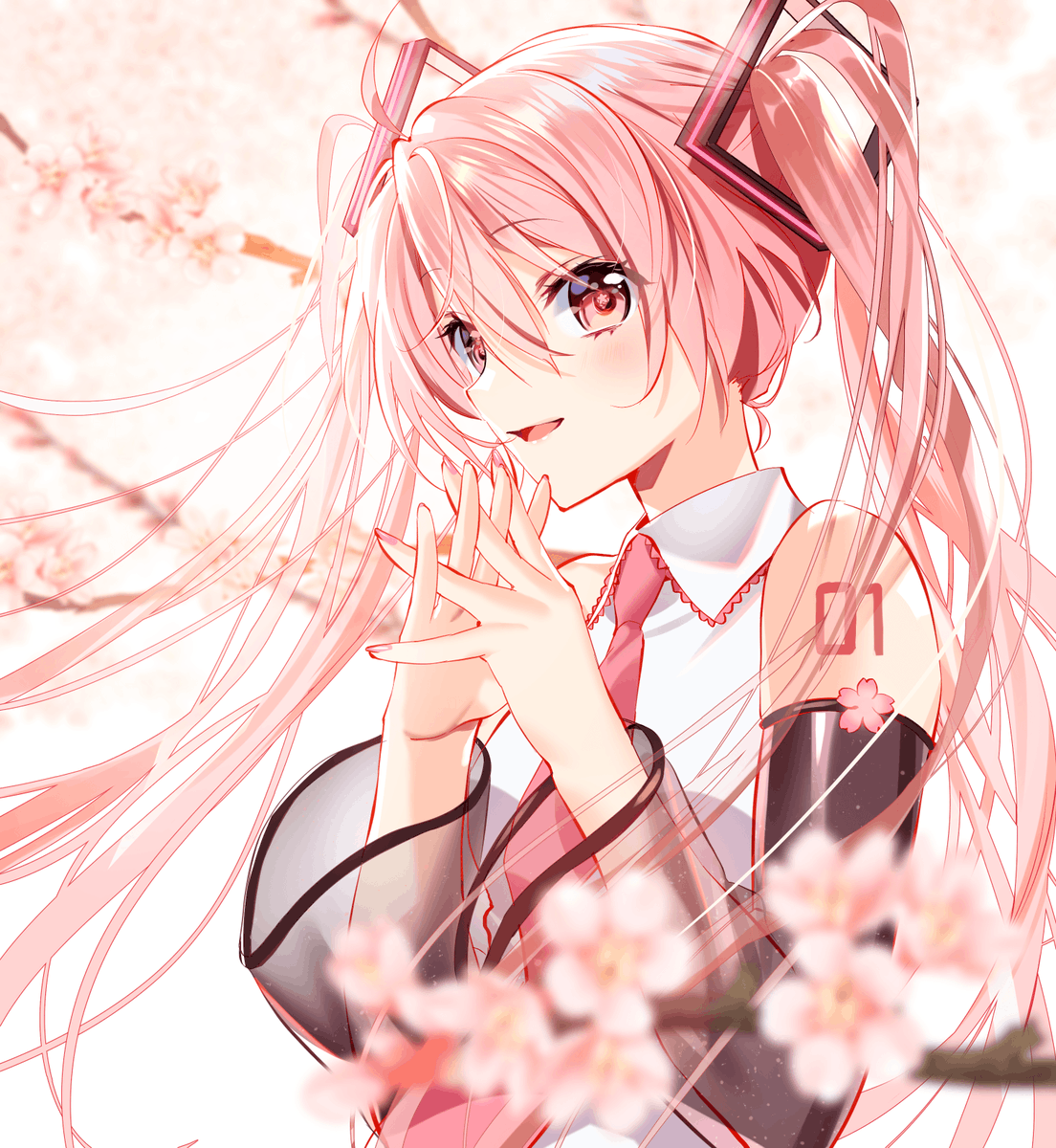 初音ミク ,桜ミク 「#ミクの日 #ミクの日2020 」|村上ゆいちのイラスト