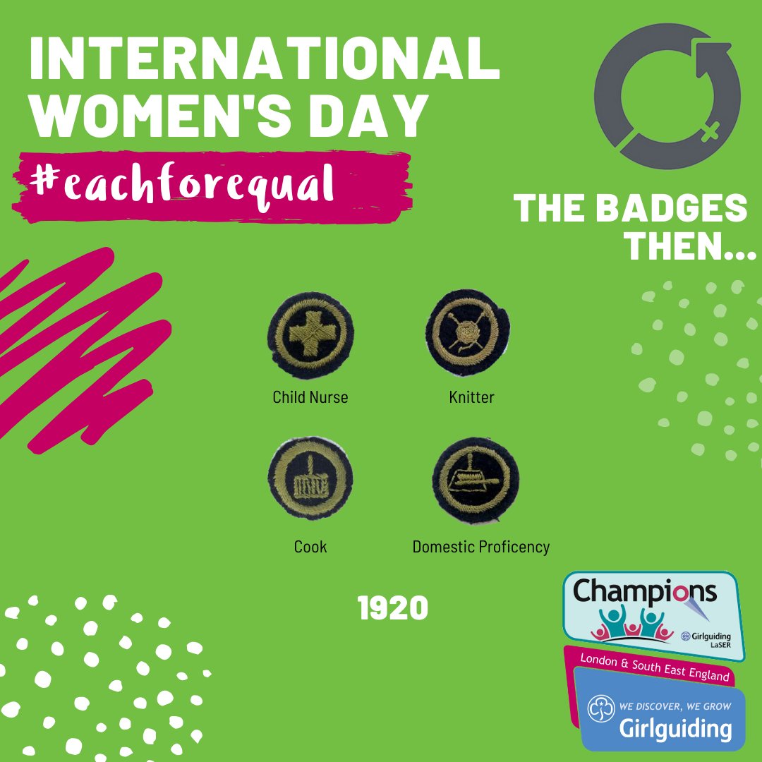 Guiding_LaSER's tweet photo. It's not just the Promise that's changed, over the last 100 years Girl Guides around the world have earned badges and gained skills they need to make the world where we're #eachforEqual #internationalwomensday #girlpower #girlguidinglaser #guidepromise #guidebadges https://t.co/QGqyXI6JNs