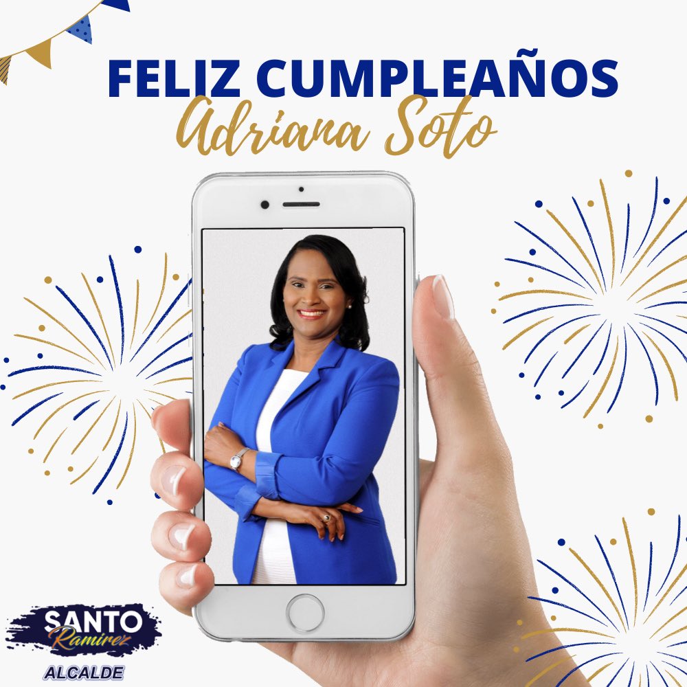 SantoAlcaldeRD's tweet photo. Felicitamos en su cumpleaños a nuestra candidata a vicealcaldesa por el municipio de Baní Adriana Soto a quien le deseamos muchas bendiciones, prosperidad y éxito en su vida profesional y política. De parte de Santo Ramírez y su equipo de #RedesSociales y comunicación. 🎉🎉 https://t.co/qSxJxFe4HU