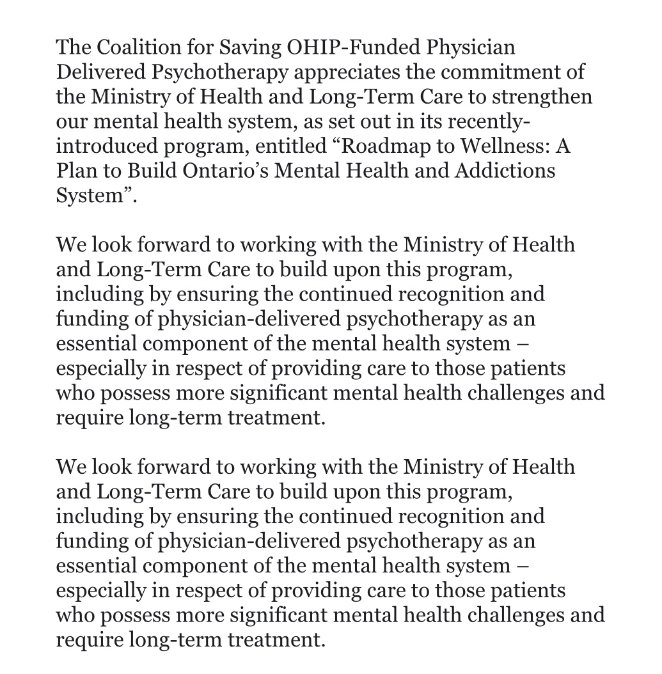 SavePsychother's tweet photo. #OnPoli #MentalHealth #SavePsychotherapy https://t.co/ACW5sETqR1