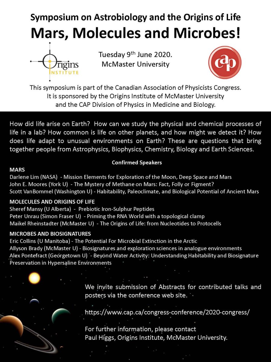 Biophysics@McMaster (@macbiophysics) on Twitter photo Join us for the #Astrobiology Symposium at the <a href="/CAPhys/">CAPhys</a> Annual Congress <a href="/McMasterU/">McMaster University</a> in June 2020! <a href="/McMasterScience/">McMaster Faculty of Science</a> <a href="/MacSciResearch/">MacScienceResearch</a> <a href="/McMAstroBio/">Astrobiology Grads</a> <a href="/MacSciGrad/">MacSciGrad</a> Join us for the #Astrobiology Symposium at the <a href="/CAPhys/">CAPhys</a> Annual Congress <a href="/McMasterU/">McMaster University</a> in June 2020! <a href="/McMasterScience/">McMaster Faculty of Science</a> <a href="/MacSciResearch/">MacScienceResearch</a> <a href="/McMAstroBio/">Astrobiology Grads</a> <a href="/MacSciGrad/">MacSciGrad</a>