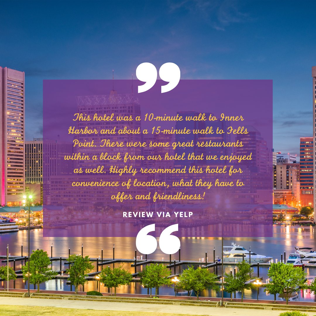 HyattPlaceBmore's tweet photo. 👏🏽 We are delighted you enjoyed your stay! We will pass your compliments along to the team, and hope to see you back soon!

⭐⭐⭐⭐⭐ Full review available via @Yelp #mybmore #visitbaltimore #CamdenYard https://t.co/VhqVYE2Q7X