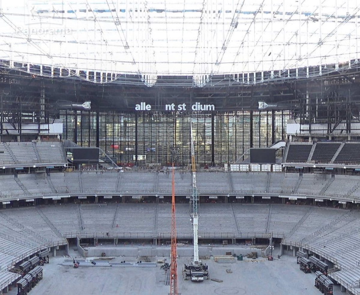 Allegiant stadium, allegiant stadium tour, allegiant stadium las vegas, allegiant stadium here's a peak inside allegiant stadium progress via video provided by the raiders stadium. Allegiant Stadium Inside - Mick Akers Auf Twitter Crews Working Quick Inside The Allegiant Stadium Signage Over The Lanai Doors On The North End Almost Complete Vegas Raiders Stadium Https T Co 2lmgork8pt