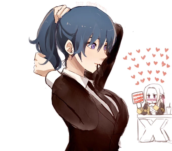黒スーツでポニテという私の夢を詰め込んだベレス先生

 #rakitarouの1日1絵
(84) 