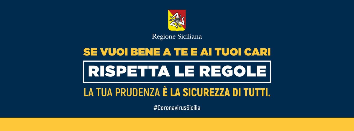 È fondamentale rispettare le regole imposte dallo Stato e dalla Regione per arginare la diffusione del #Coronavirus

#Sicilia #CoronavirusSicilia #CoronavirusItalia #Covid19 #Covid19Italia