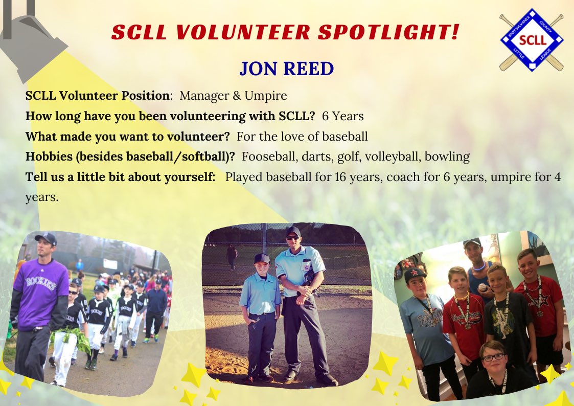VASCLL's tweet photo. ⭐️ 𝐒𝐂𝐋𝐋 𝐕𝐨𝐥𝐮𝐧𝐭𝐞𝐞𝐫 𝐒𝐩𝐨𝐭𝐥𝐢𝐠𝐡𝐭⭐️⭐️⁣
⁣
Umpire Spotlight week! 

𝗙𝗶𝗿𝘀𝘁 𝗨𝗽: 𝗝𝗢𝗡 𝗥𝗘𝗘𝗗 ⁣
⁣
#ThankYouBlue SCLL2020 #SCLLVolunteers #LittleLeague #Baseball #Challenger #Softball #100%Volunteers ⁣ #SCLLVolunteerSpotlight2020⁣ https://t.co/1JFv2G5q7K