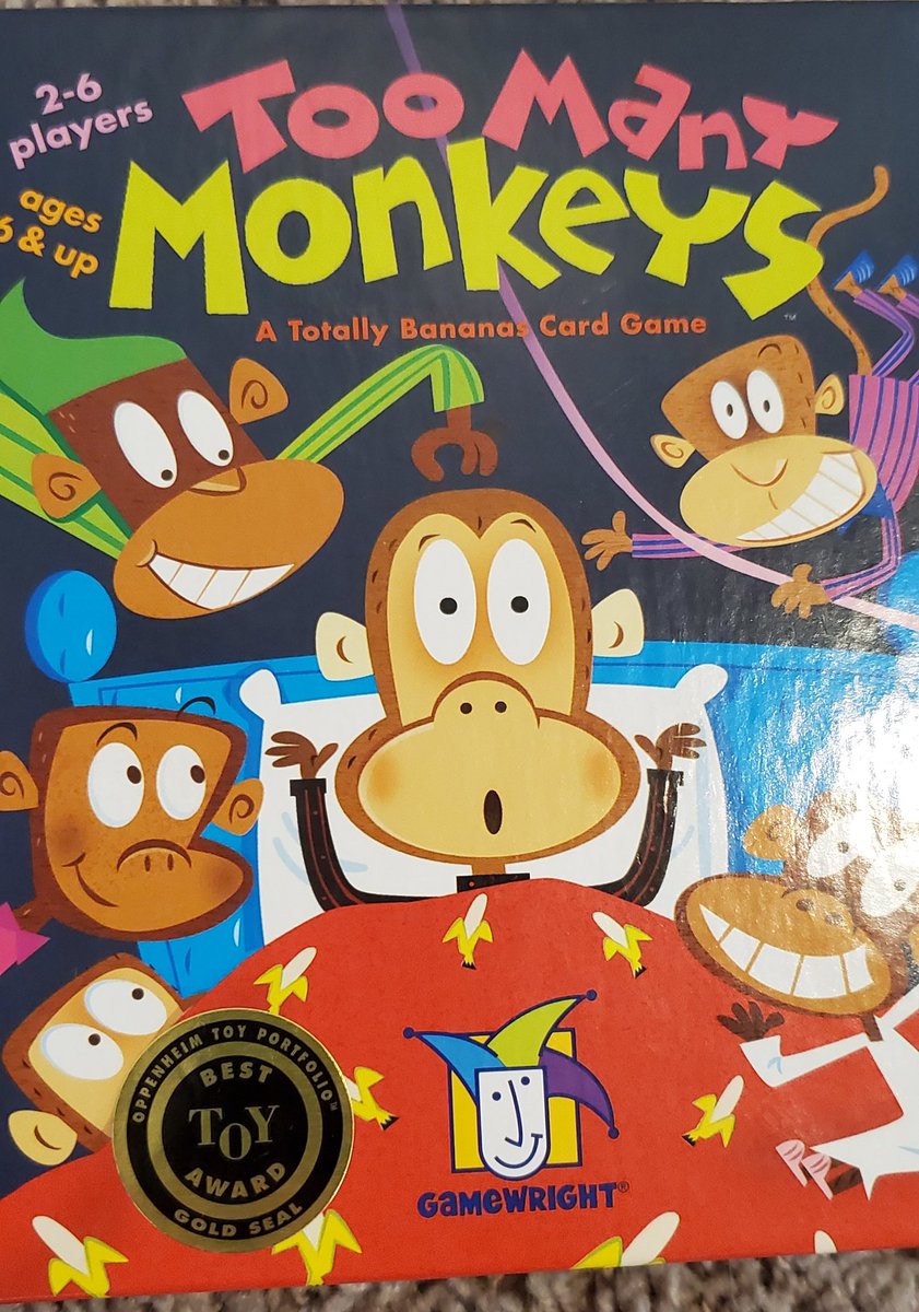 Hobbegger's tweet photo. Taught Too Many Monkeys to my 4yr old and he is now obsessed with playing it! He also seems to have the best luck on the planet... @Gamewright #FutureGamer https://t.co/6NAaxdK5o9