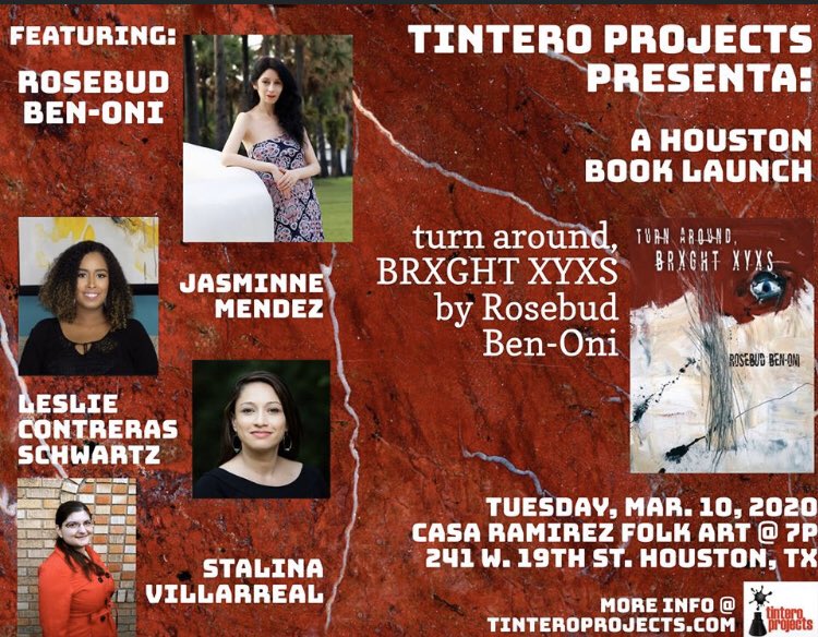 TinteroProject's tweet photo. Though we didn’t get to go to #AWP20- we want to carry over this energy into next week! Join us for two events!
Tues. - Book Launch for @RosebudBenOni at #CasaRamirez
Sat. - Spring Submission Party at @InprintHouston https://t.co/6fuObJWpTe