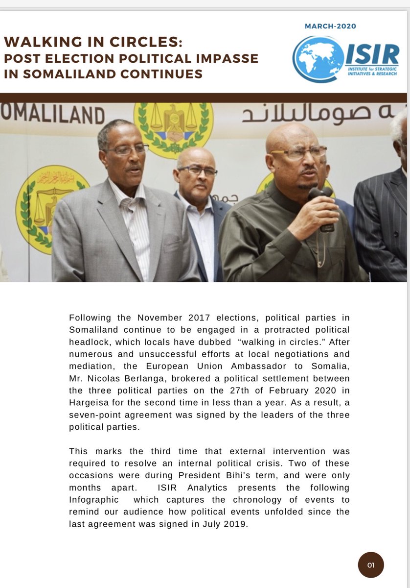 Stay tuned: 

ISIR Think tank issues the second phase of infographic timelines capturing series of events concerning post election political impasse in SL dubbed as ”Walking in circles”
#Somaliland