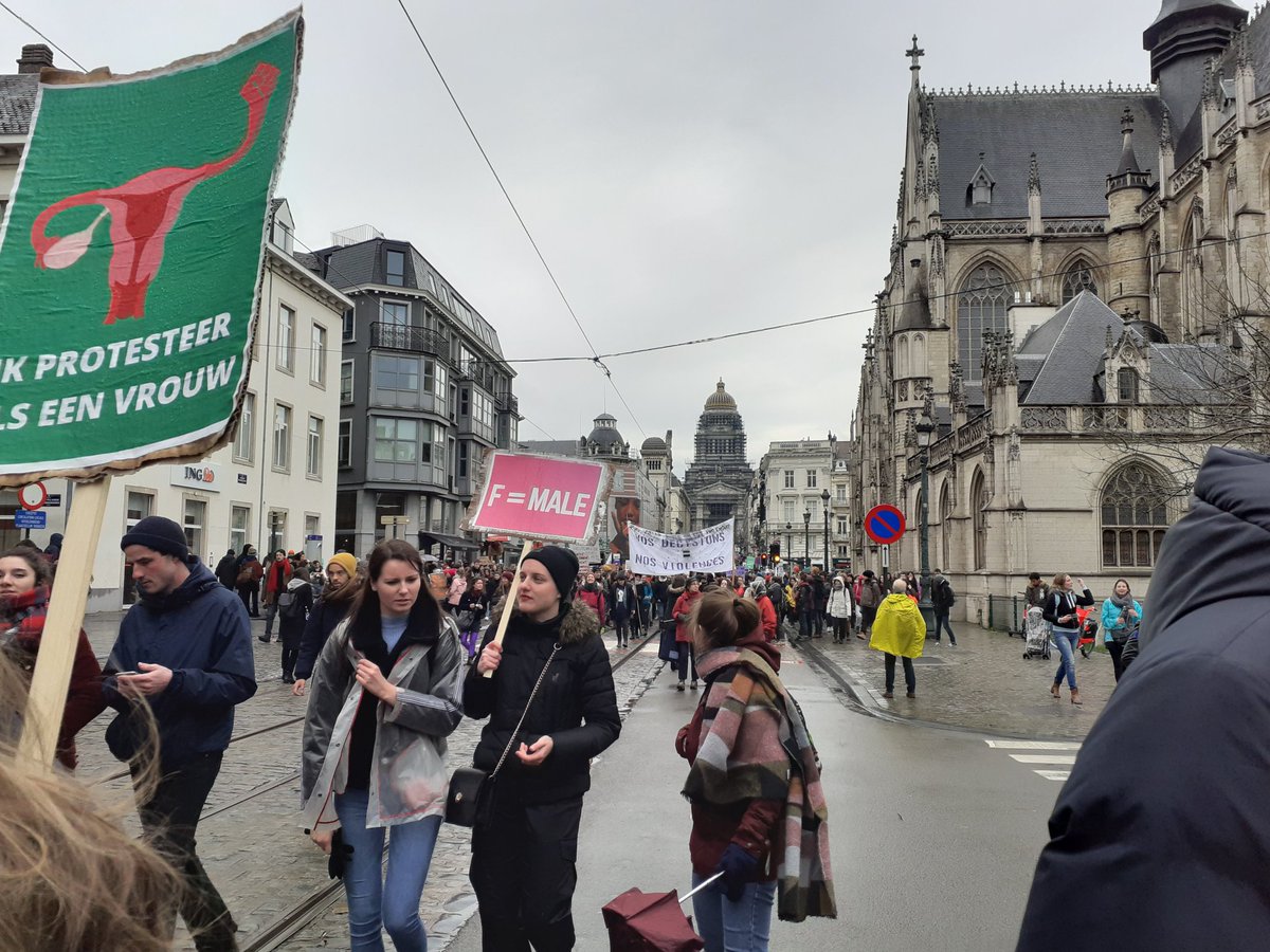 jimenagdelaflor's tweet photo. For real equality "changeons les règles au lieu d'avaler la pilulle" #8m in #Brussels @PlumasMoradas https://t.co/75COs4ejpU