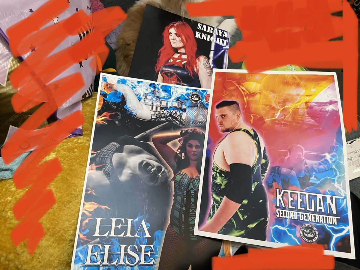 Had a productive day in Norwich. Came home with posters of <a href="/RealsarayaK/">Julia Hamer 'Saraya Knight'</a> , @KeeganWAW and <a href="/LeiaElise/">Leia Elise</a> 😍 and got the October outrage dvd 🥰 Roll on the lingwood show next week which is on my birthday 😎🥳