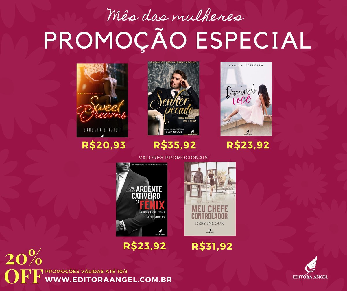 editoraangel's tweet photo. Dia das mulheres chegou com PROMOÇÕES. Corram para o nosso site e confiram tudo! 🌹

Lembrete: válido até 10/3 
https://t.co/LBAtIiOSVZ https://t.co/sUu062jtFj