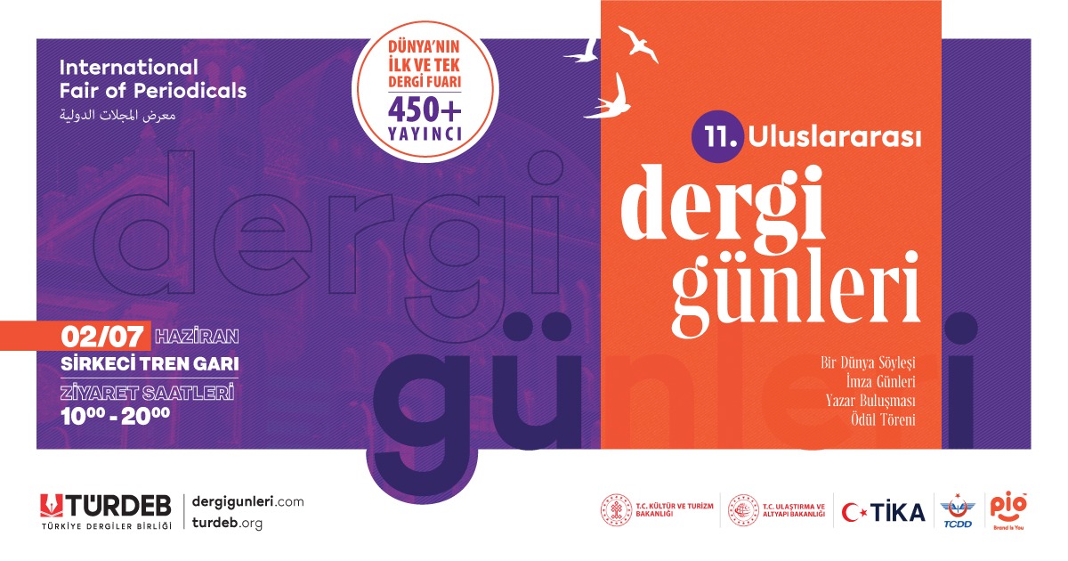 11. Uluslararası #TÜRDEBDergiFuarı heyecanla başlıyor!
Geleneksel yerinde
Sirkeci garında buluşuyoruz!
 2-7 Haziran 2020'da tüm Dergileri bir arada görebileceğiniz dergi günlerine davetlisiniz.
#TÜRDEB
#dergifuarı2020
#InternationalFairOfPeriodicals
#TÜRDEBDergiFuarı2020