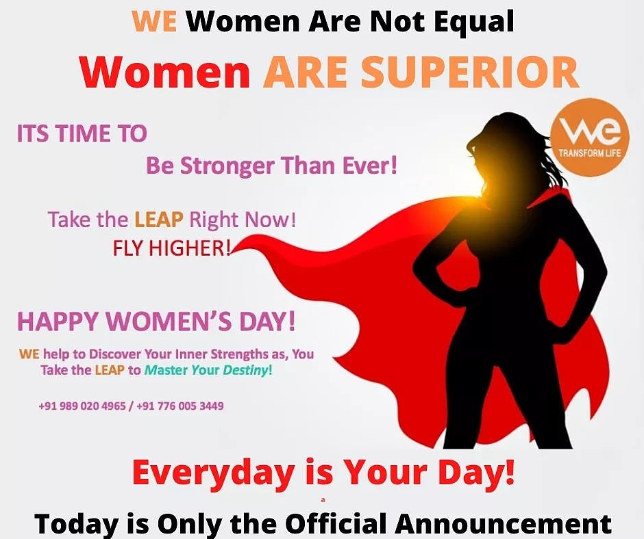 wetransformlife's tweet photo. Happy Women's Day!
Woman: A True Synonym for Love, Strength, Security, Comfort &amp; Care amongst others. 
As You Live many lives of a Mother, Teacher, Sister, Wife, Daughter &amp; Friend, bring out the true inner strength while YOU RESPECT the WOMAN in you FIRST!
#HappyWomensDay2020 #WE https://t.co/u6OF2Jh2zM
