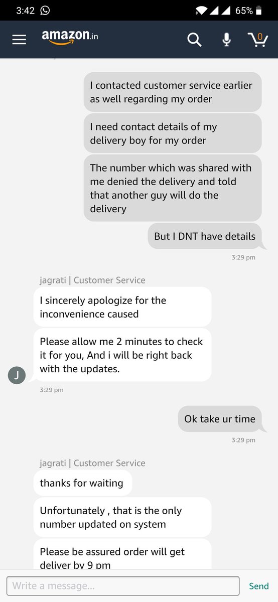 Myself_Divyansh's tweet photo. #Amazon I order an iPhone which was scheduled to deliver today,1sts they shared the wrong delivery guy info and asked me to wait till 9 pm. I waited till 9 pm and got msg that it will delivered tomorrow .. it seem like I am getting my order for free. Not expected from AMAZON https://t.co/PiV3FRI64Y