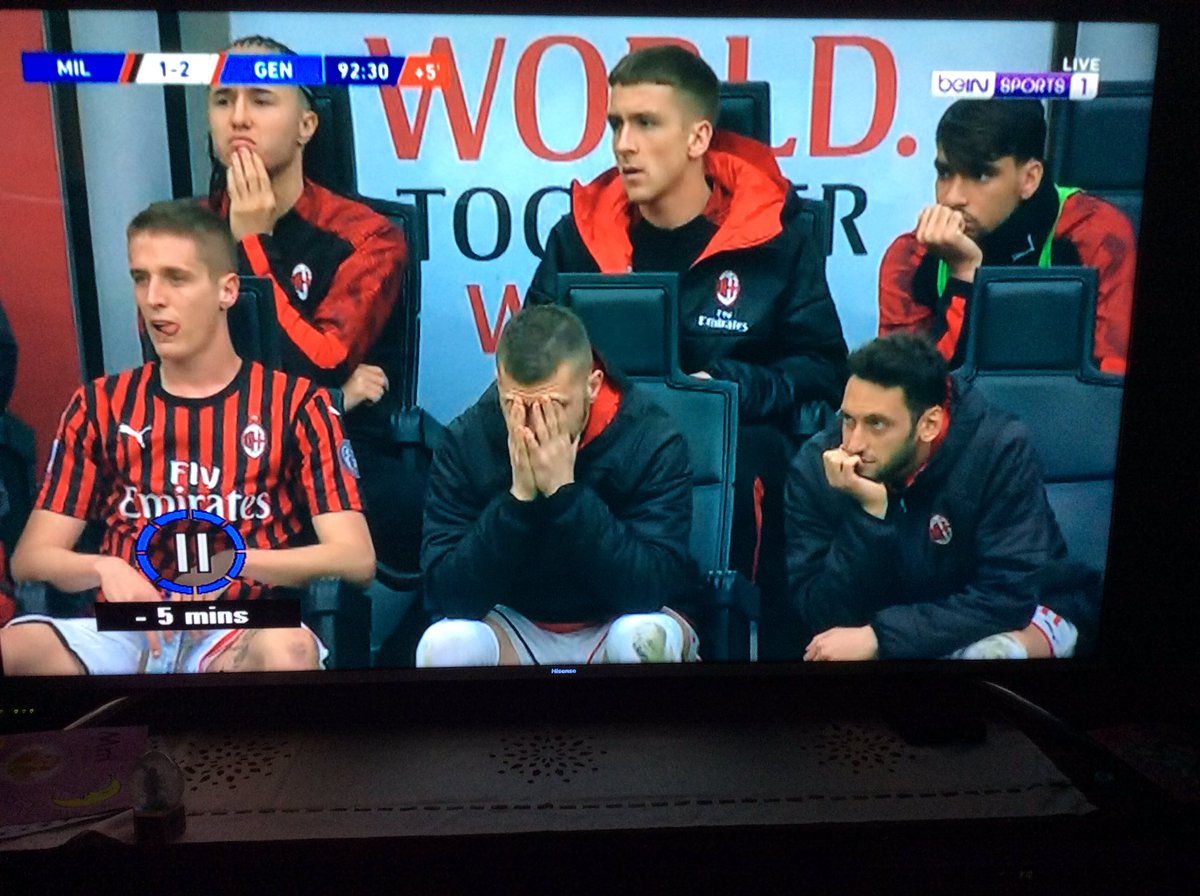 The Ac Milan Godfather On Twitter The Milan Bench Such A Bunch Of Happy Faces I M Off To Bed At 3 00am After Such Debacle Hardly A Wonderful Sleeping Time Have A Great Day Night