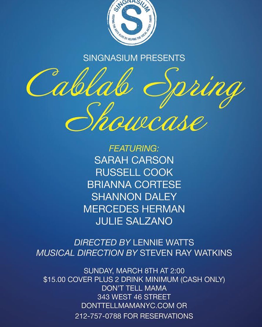 Join us Sunday, March 8 at 2PM for CABLAB - with Musical Direction by Steven Ray Watkins, Directed by Lennie Watts! For Reservations &amp; More Info: bit.ly/3aGEOIf