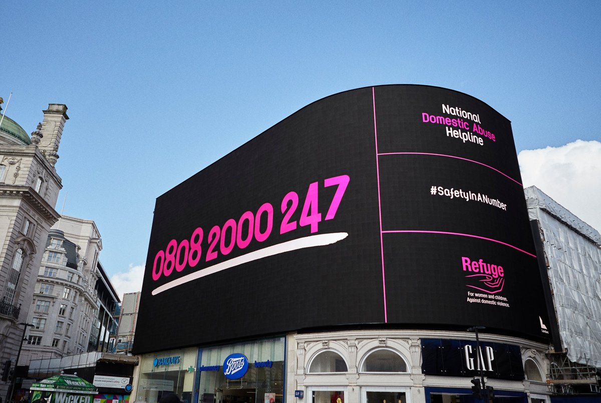 Today we took over the largest advertising display in Europe with this number: 0808 2000 247. RT to make a number that every woman should know famous. 

#SafetyInANumber #IWD2020 #IWD