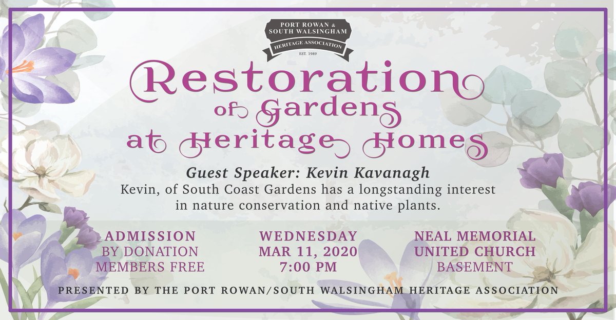 PRSWHA's tweet photo. Spring is in the air and its the perfect time to start thinking of your beautiful gardens! Join @PRSWHA and @scgardens Kevin Kavanagh to find out how he restores elements of garden landscapes to reflect the history of Heritage Homes in Norfolk County. Everyone is welcome! https://t.co/ycXHhreecE