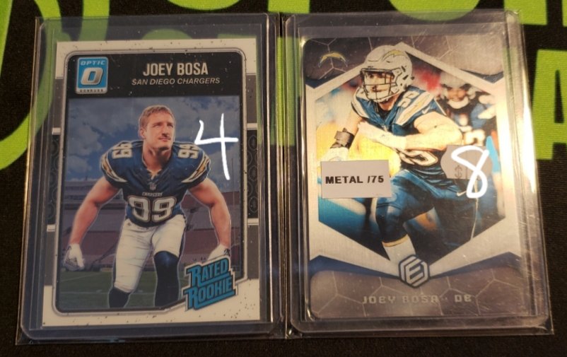 newmsportscards's tweet photo. Joey Bosa FS

 #gameused #TheHobby #whodoyoucollect #paniniamerica #tradingcards #topps #joeybosa #sickpatch #collect #football #rookie https://t.co/1ddBEBNX8F