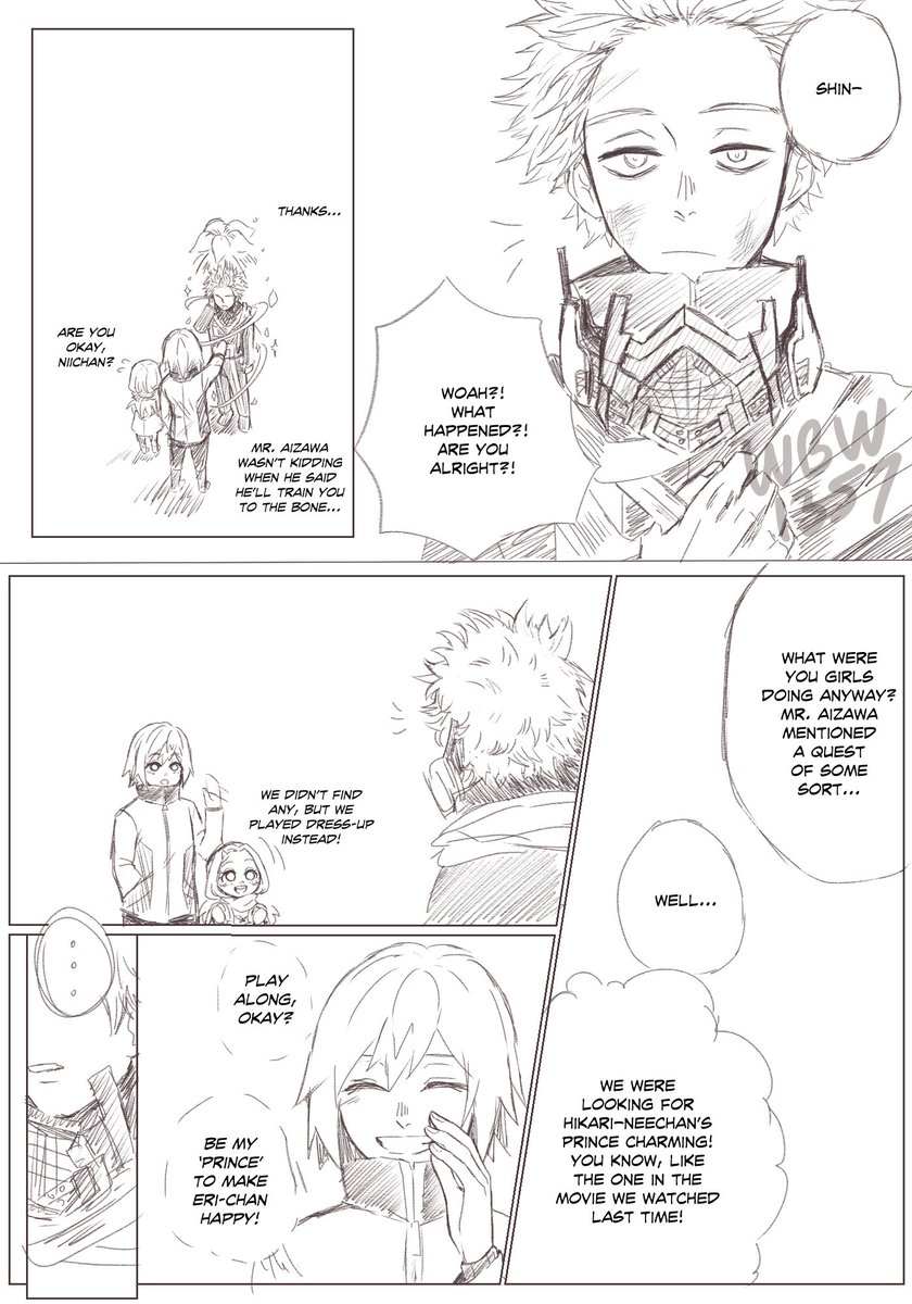 Part 3 of Zinnias!!
Explanation time!!
So, it might seem like Bakugou has feelings for Hikari, but no. I don't plan on those two to share any romantic feelings. They respect each other and throughout develop a very good teamwork.
1/3