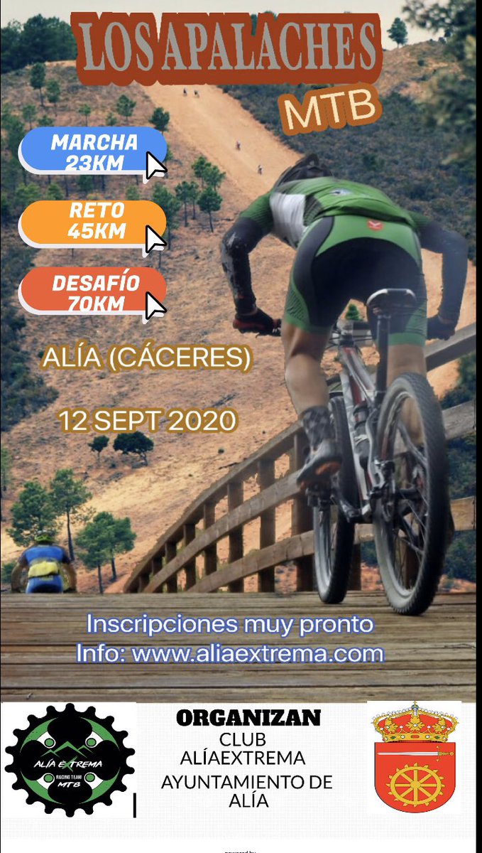 aliaextrema's tweet photo. Apuntad la fecha! Muy pronto inscripciones! #rutaapalaches2020 #MTB #Alía #Cáceres #ciclismo @VilluercasGPark https://t.co/kzXcj2OolI