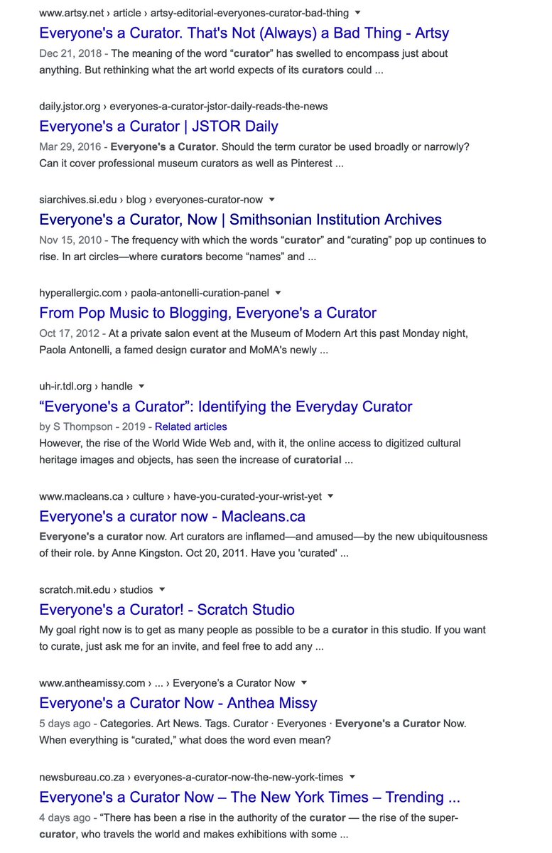 jonippolito's tweet photo. I don't know if everyone's a curator now, but everyone seems to think "Everyone's a Curator Now" is a good title for an article https://t.co/5ZcL21S7KL