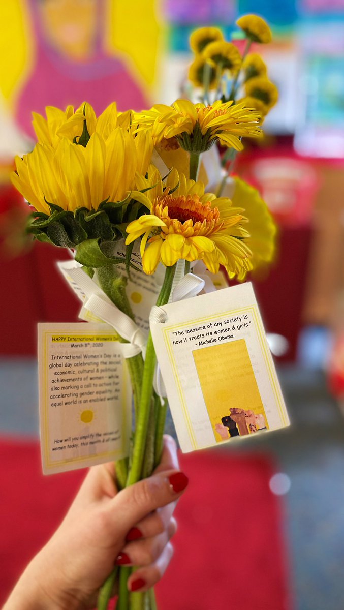 “The measure of any society is how it treats its women &amp; girls.” -Michelle Obama 💪🏼💪🏾💪🏽 I passed out over 50 flowers on Friday at <a href="/HIES_Huskies/">Highland Elementary School</a> spreading love, appreciation and awareness of #InternationalWomenDay2020