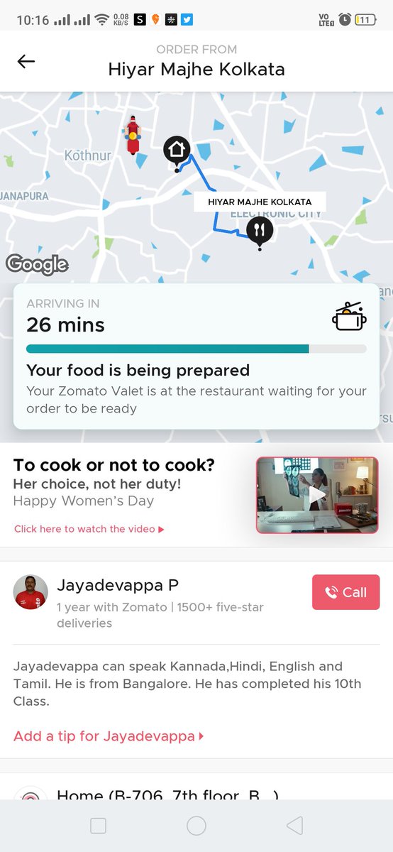 Sainidasgupta's tweet photo. I think 26 mins for zomato is in some other world. @ZomatoIN No one has any idea about where my food is. Chat service people are just there to kill the time coz they dont reply. Orderd at 7.56pm #hangry https://t.co/yYLiOXbzG1