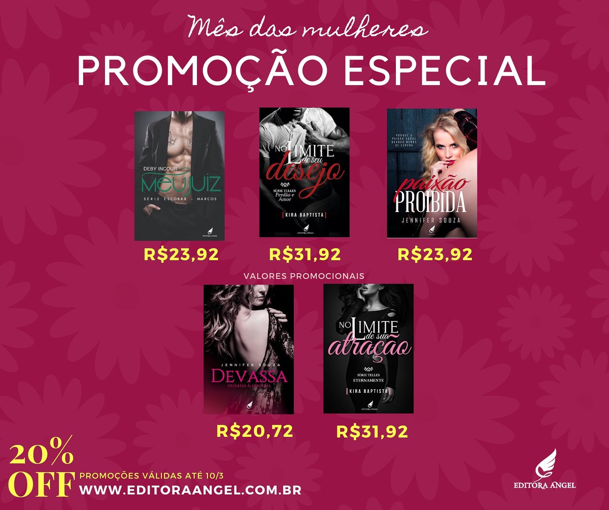 editoraangel's tweet photo. Dia das mulheres chegou com PROMOÇÕES. Corram para o nosso site e confiram tudo! 🌹

Lembrete: válido até 10/3 
https://t.co/LBAtIiOSVZ https://t.co/xucBu7YIGM