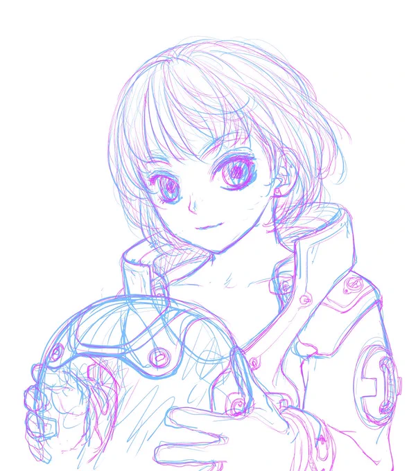 ラフと下描き→ペン入れ→彩色→仕上げして完成〜なんですけどコレ息抜きのラクガキ絵の再掲なので…(一部修正した最新バージョン…悪あがきとも言う)_φ(//∇//) 