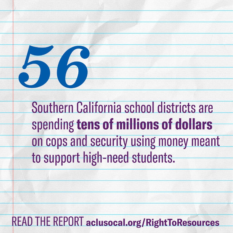 publicadvocates's tweet photo. WEBINAR: 56 SoCal districts spent tens of millions of dollars illegally on school police and law enforcement. Join us on 3/12 where we'll have a Q&amp;A and show how you can take action! Register now: https://t.co/rH4Z7KuPue #WeMakeLCFFWork #OurRightToResources https://t.co/xcOy5jBUAL