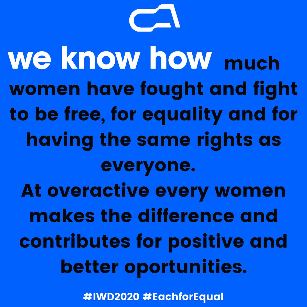 overactive's tweet photo. #IWD2020 #eachforequal #diainternacionaldelamujer #mujeres #8m #empoweringwomen #womenempowerment https://t.co/2p8Vohr3M7