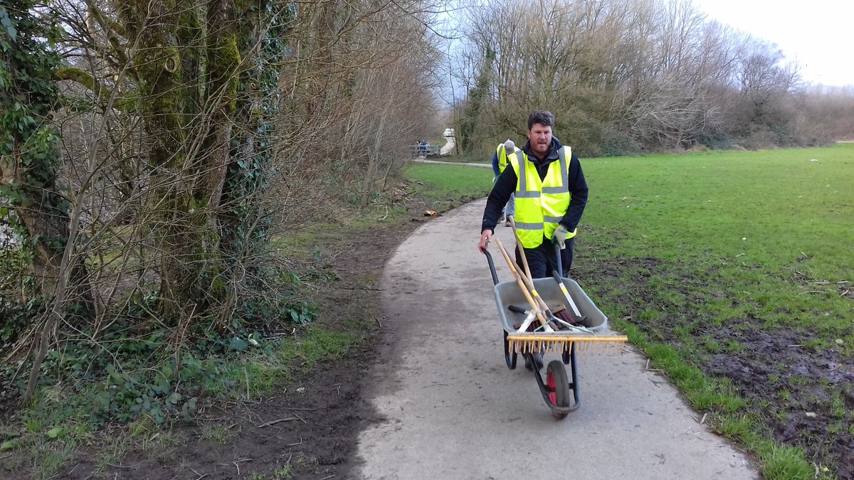 HaileyPkCardiff's tweet photo. Lovely 3 hours working on park even when sky went black &amp; huge downpour we carried on working. Cleared silt, mud &amp; debris off one of paths &amp; still stopped for tea &amp; cake https://t.co/VvufFB28ro