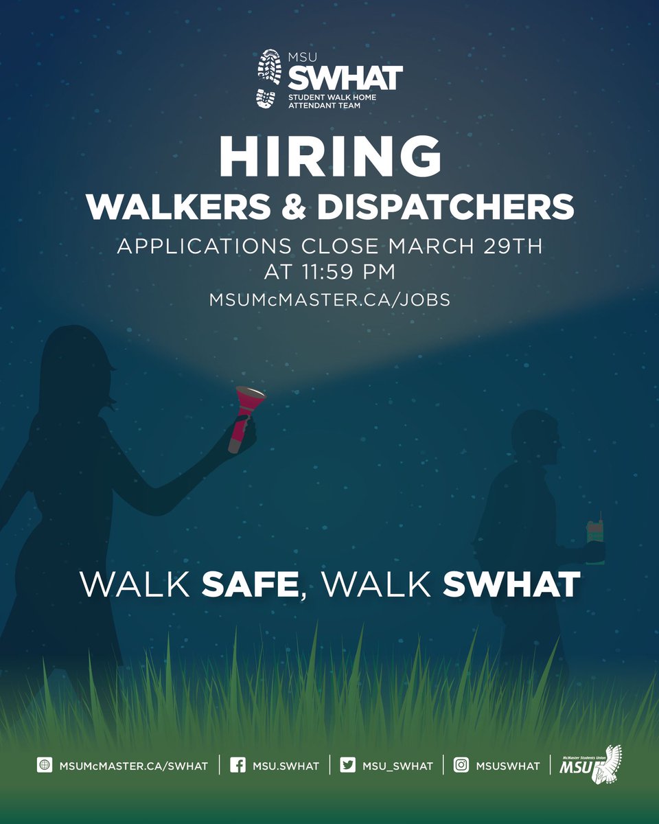 MSU_SWHAT's tweet photo. Walker and Dispatcher applications for the 2020-2021 team are now open! 

Visit https://t.co/rTbn6iObbt to access the application. Alternatively, visit https://t.co/RjE0rAQsnb and click "Surveys" to access the application. 

Applications close March 29th at 11:59 p.m. https://t.co/jFySXIarbR