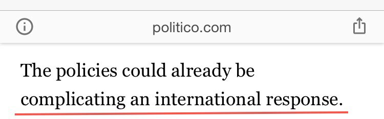 Politico's narrative in early Feb didn't just attack the Trump Admin's steps on Corona as being too much. The article kept blaming the moves as harming efforts to control the virus! One such claim came from  @RepBera; the other came from WHO's top doctor! See the four attachments: