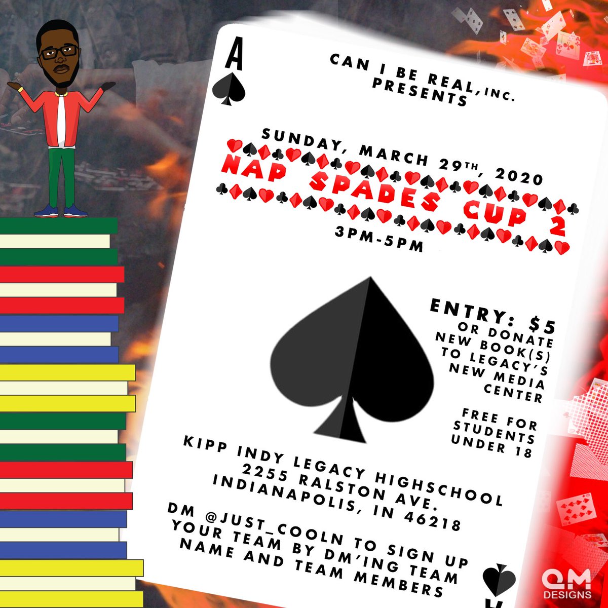 just_cooln's tweet photo. #NAPSPADESCUP2 we’re raising books to put in Legacy’s brand new media center! DM me if you’d like to get in on the tournament, sponsor or become a vendor. Don’t miss out. #CANIBEREAL #Nonprofit #Diversity #Inclusion 🙏🏾🔥 https://t.co/WkhJI1SmUl