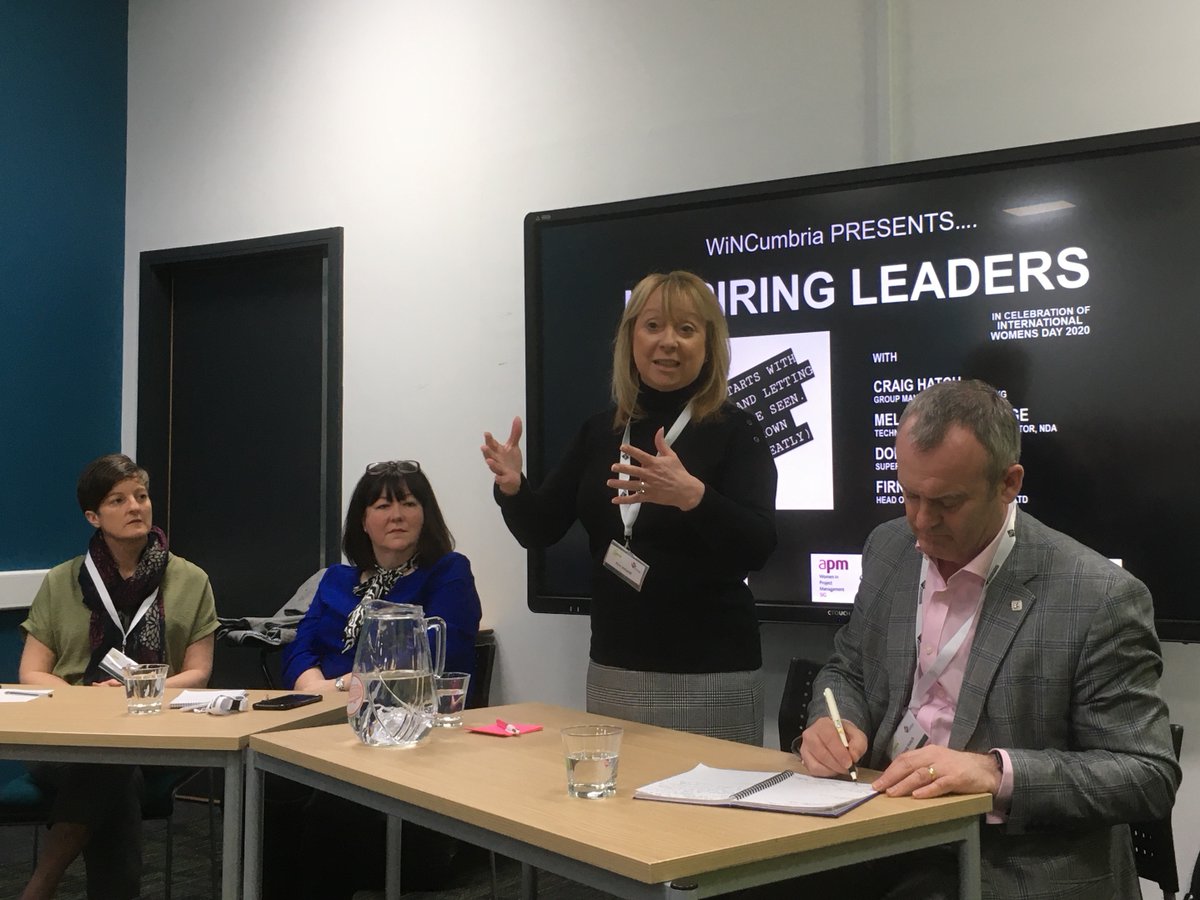 karinerackham's tweet photo. Great #IWD2020 #WiNCumbria celebration hearing from inspiring role models Melanie, Firn, Donna and Craig. Really enjoyed it - and it looks like our panel enjoyed it too 😃 https://t.co/dTrplWuUB0