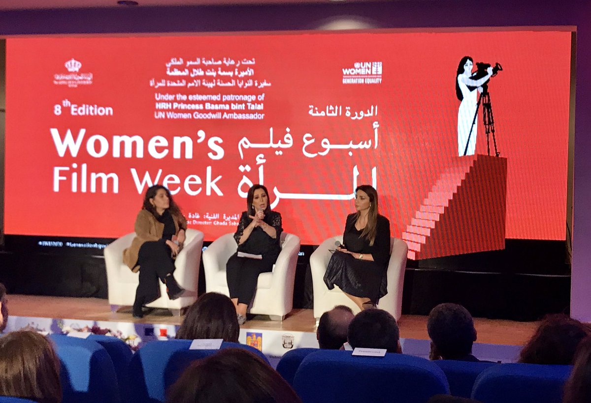 swedenineritrea's tweet photo. Opening of 8th Edition of Women’s Film Week in Amman. Stereotypes are outdated. Positions for women lead roles open. Men’s perceptions change. Terrific panel. Exciting movies ahead. @FilmJordan @unwomenjordan @heforshe @AnnaSerner #IWD2020 #GenerationEquality https://t.co/hhq6idIakp