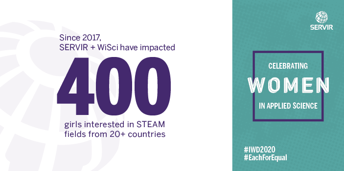 EOcomms's tweet photo. .@emily4eo, @andi_brinn, @githikat and others with 
@SERVIRGlobal have done a lot of great work with #WiSci #STEAM camps the past few years teaching girls about geospatial applications! #InternationalWomensDay #EachforEqual https://t.co/rxCogyxlIV