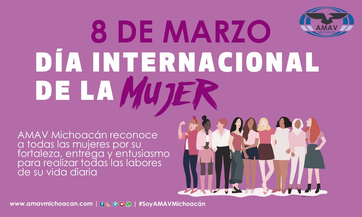 AmavMichoacan's tweet photo. En AMAV Filial Michoacan reconocemos y felicitamos a todas las #Mujeres hoy en el #DíaInternacionalDeLaMujer  👩🏾‍💼👩🏾‍✈👩🏼‍⚕👩🏽‍🏫👩🏼‍🎓💼 https://t.co/vjqQ1H2EgB