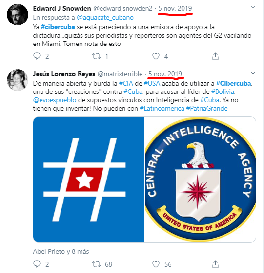 Y justo asi, uno detras de otro estos dos tuits sobre #CiberCuba