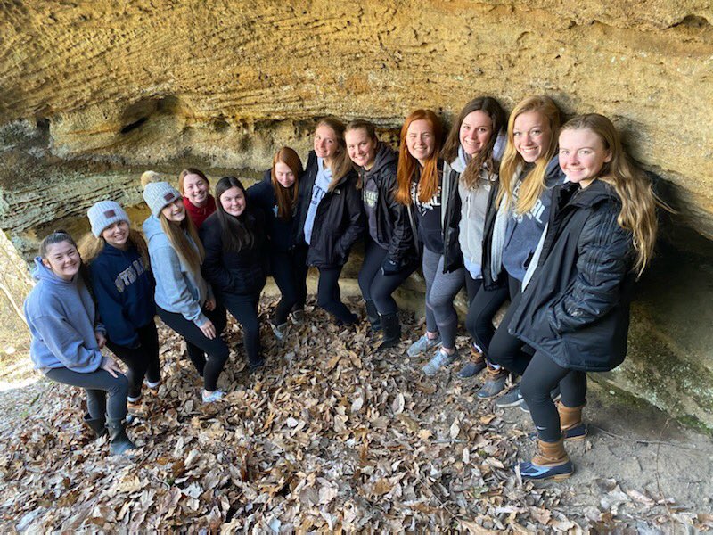 HawkieWchs's tweet photo. The Warhawks had an amazing weekend in Hocking Hills! Looking forward to spring break for even more fun! 😁🖤🤍 https://t.co/glvZBxb5PF