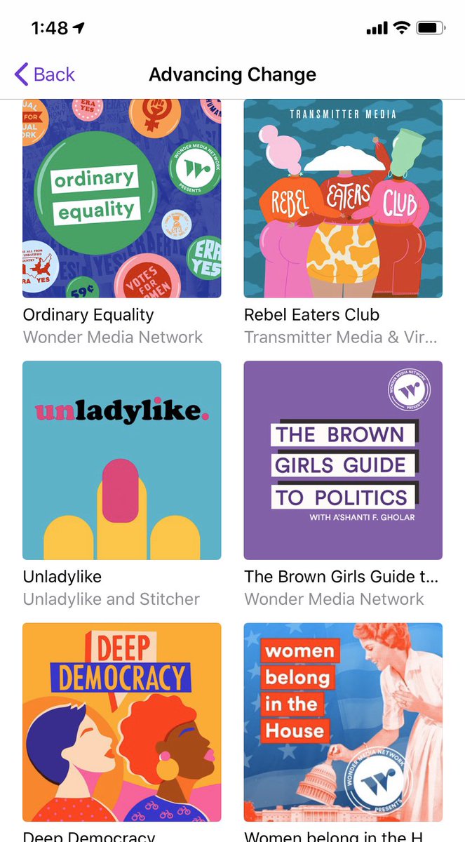 shira_atkins's tweet photo. So many great collections of women-led projects on @ApplePodcasts today. On #advancingchange @wmnmedia is in amazing company with friends @transmitterpods @unladylikemedia @CriticalFreqPod โโโ https://t.co/oQB37DDOeL