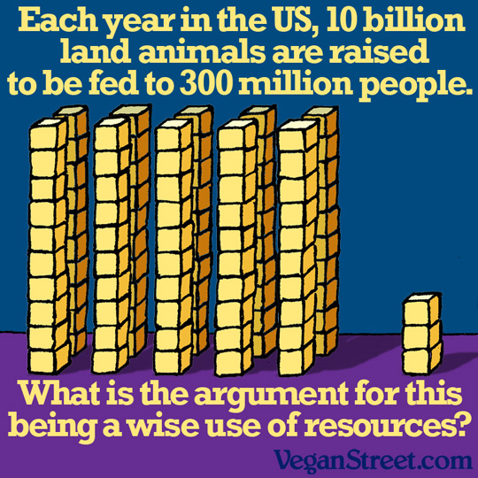 VeganFallacy's tweet photo. Happy 8th of #EnvironMarch!
Each year in the US, 10 billion land animals are raised to be fed to 300 million people. What's the argument for this being a wise use of resources?
#VeganStreet #resources #environment #YourVeganFallacyIs #AnimalRights #SocialJustice #Vegan https://t.co/kCVJUvbvJN
