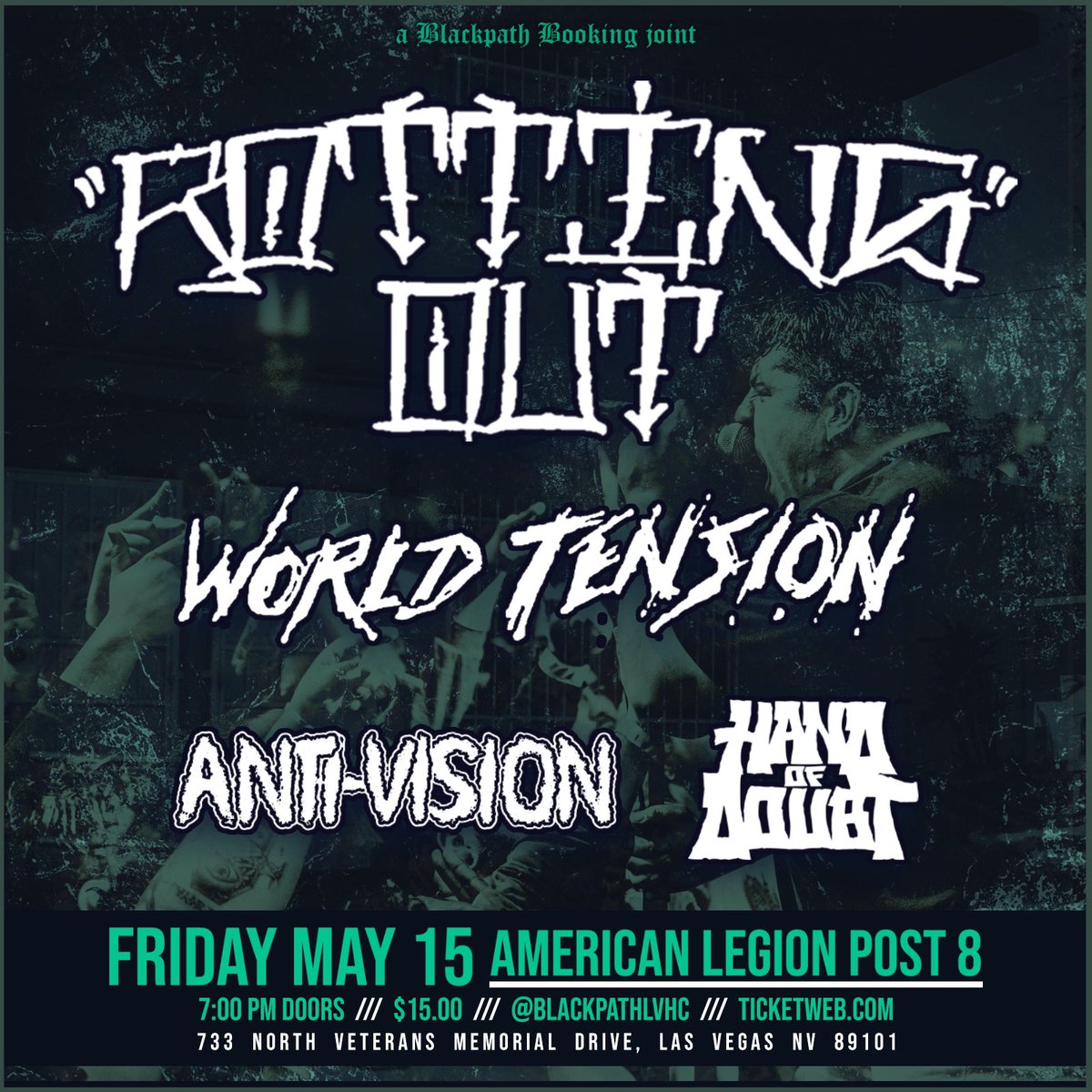 Rotting Out is on sale now! We will have tickets at the door of all our upcoming shows. Or visit ticketweb.com