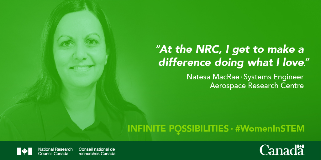 NRC_CNRC's tweet photo. “At the NRC, I get to make a difference doing what I love. As a female engineer, I’m also changing the ‘face’ of my profession, challenging unconscious biases that prevent women from considering or pursuing a career in STEM.” https://t.co/GiyAtu6l08 #WomenInSTEM #NRCSTEM https://t.co/TWRhDrwF95