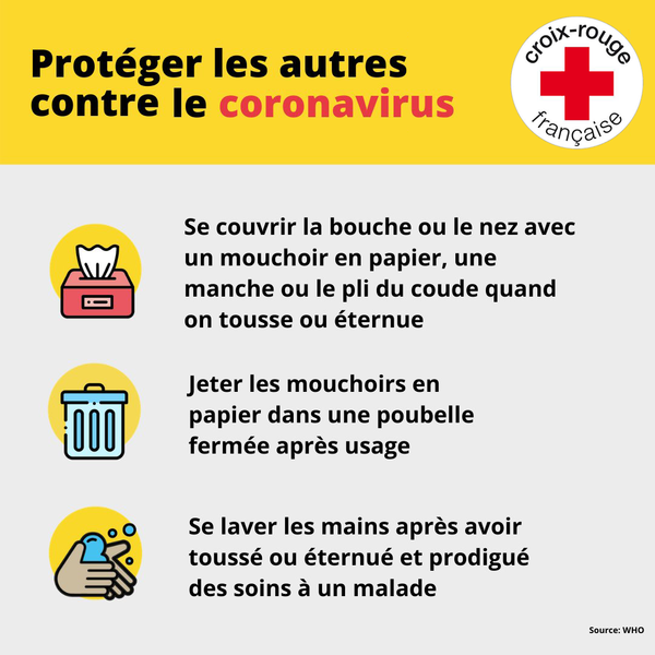 CroixRouge's tweet photo. Comment protéger les autres contre le Coronavirus ?
Une infographie à partager !
En savoir plus 👉 https://t.co/uXz1kCdPG2 https://t.co/JYquBCJBQb